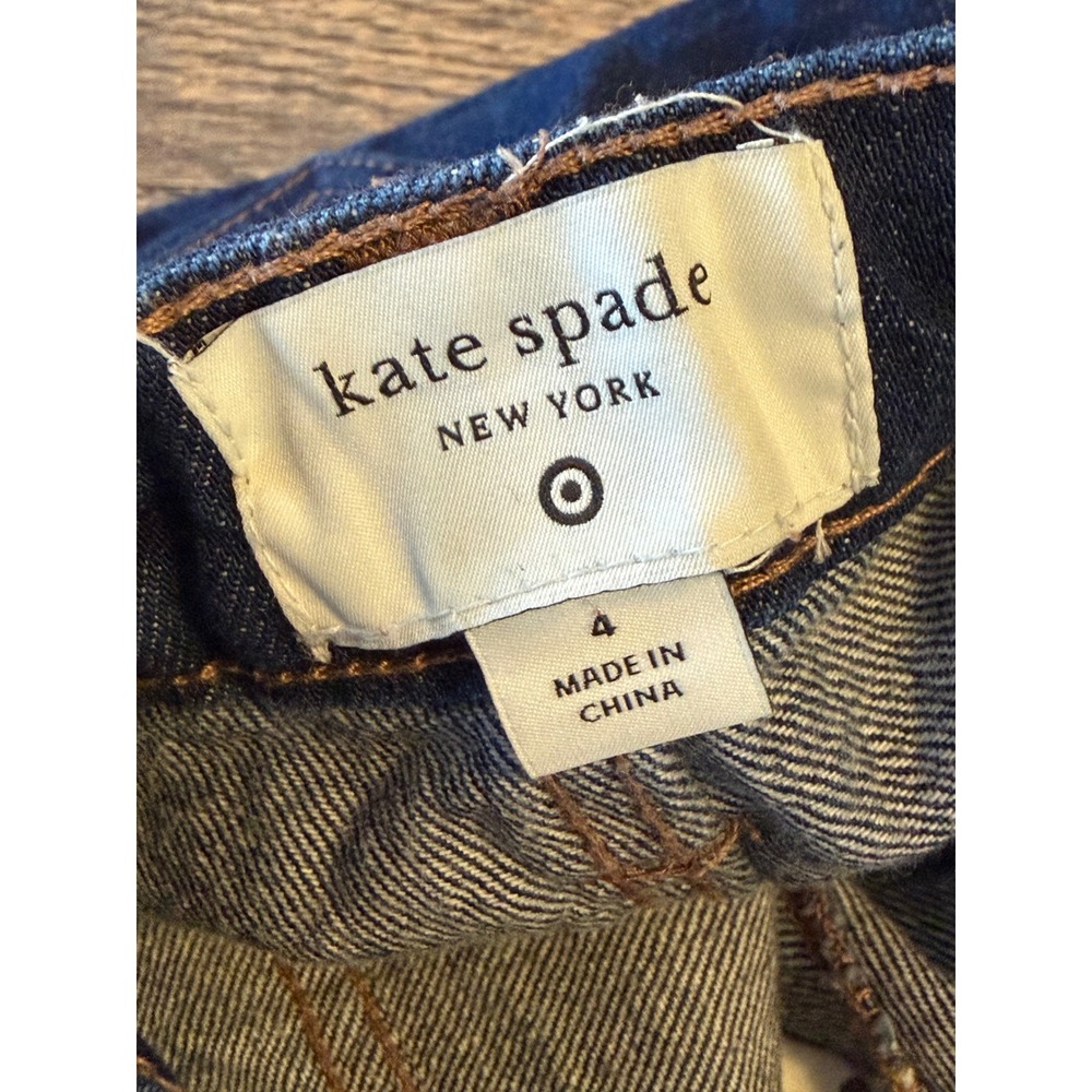 Kate Spade New York Target 4 Dark Wash Wide Leg Cuffed Jeans 100% - Picture 4 of 7